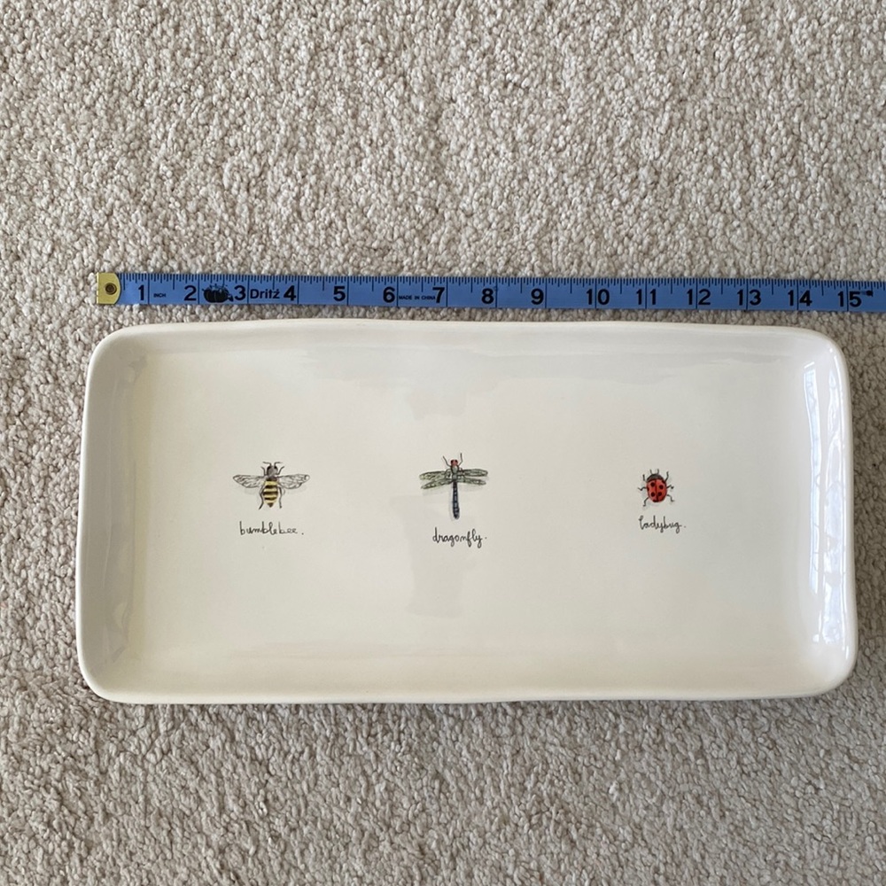 Rae Dunn Artisan Collection Ceramic Serving Platter“bumblebee dragonfly ladybug”
